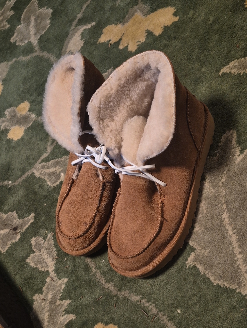 UGG Chestnut Brown Suede Shearling Lined Moccasin Boots